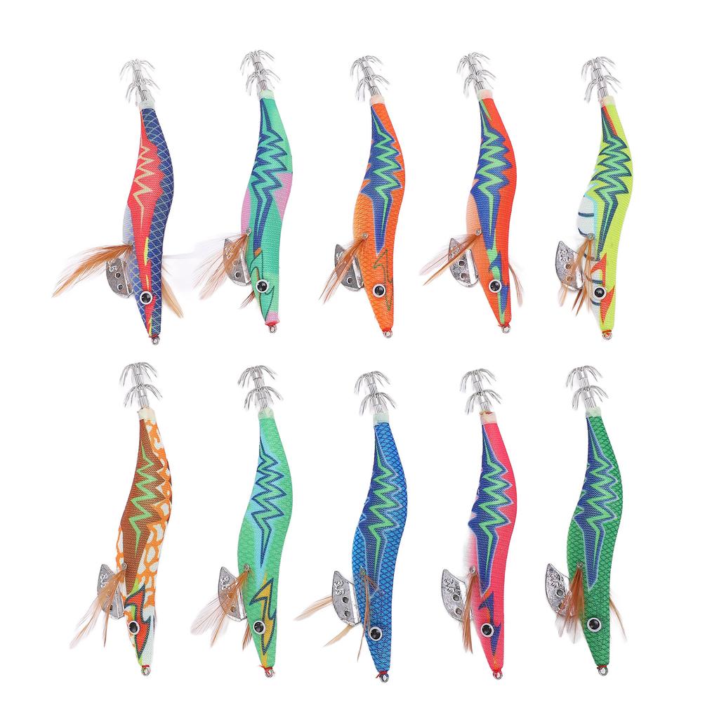 Squid Jig Fishing Baits with 3D Lifelike Eyes Outdoor Luminous Tail Saltwater Shrimp Lures3.5#