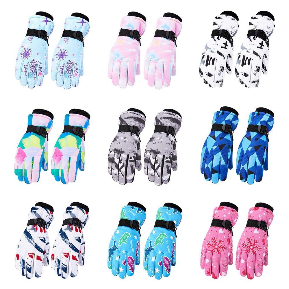 Warm Children Ski Gloves Non-slip Kids Winter Mittens Cute Snow Gloves  Ski
