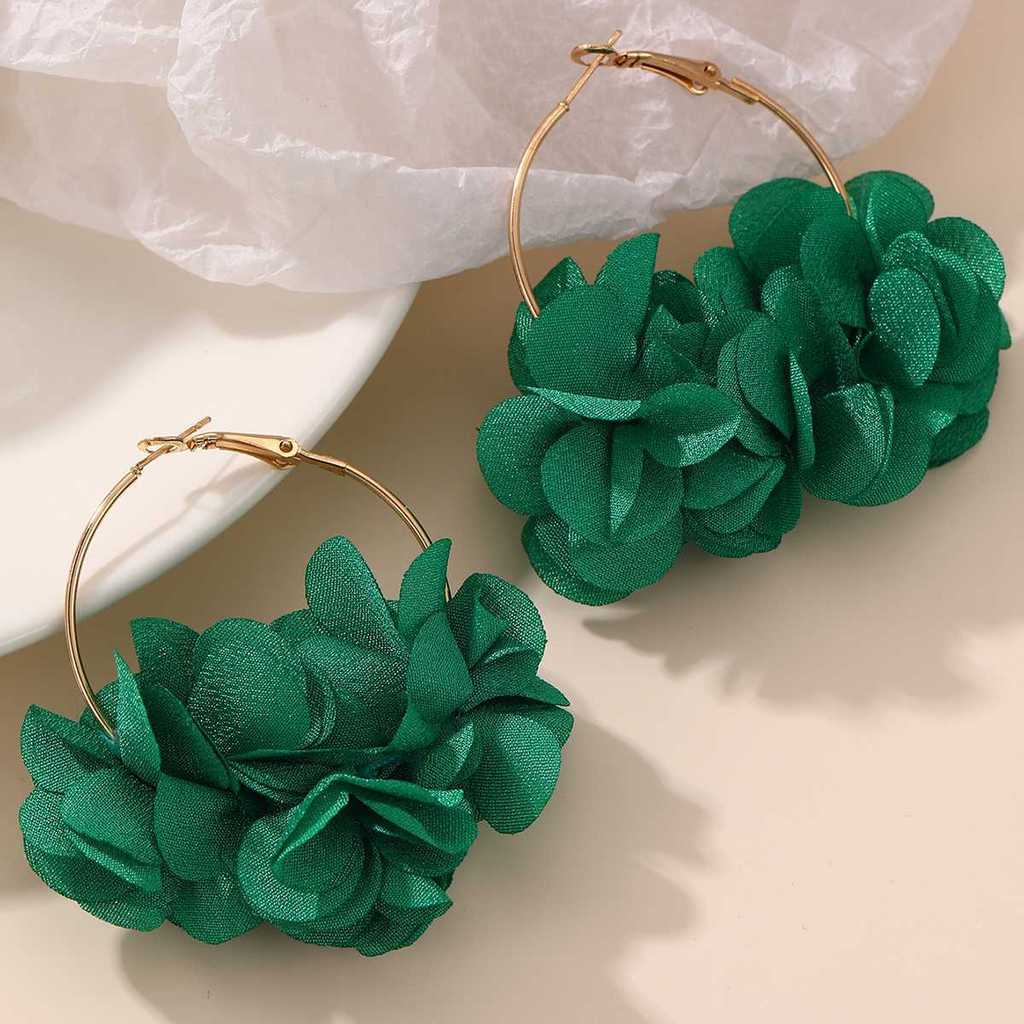 

Летние украшения из сплава с тканевыми лепестками для повседневного украшения зелёный