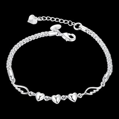 Women's Charm Love Heart Wings Bracelet Cuff Bangle Jewelry