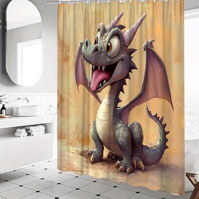 Fantasy Dragon Shower Curtain - Water-Resistant, Easy To Clean, Adds a Mythical and Colorful Touch To Your Bathroom Decor