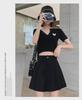 Large Black High-Waist Pleated A-Line Wide-Leg Shorts for Women