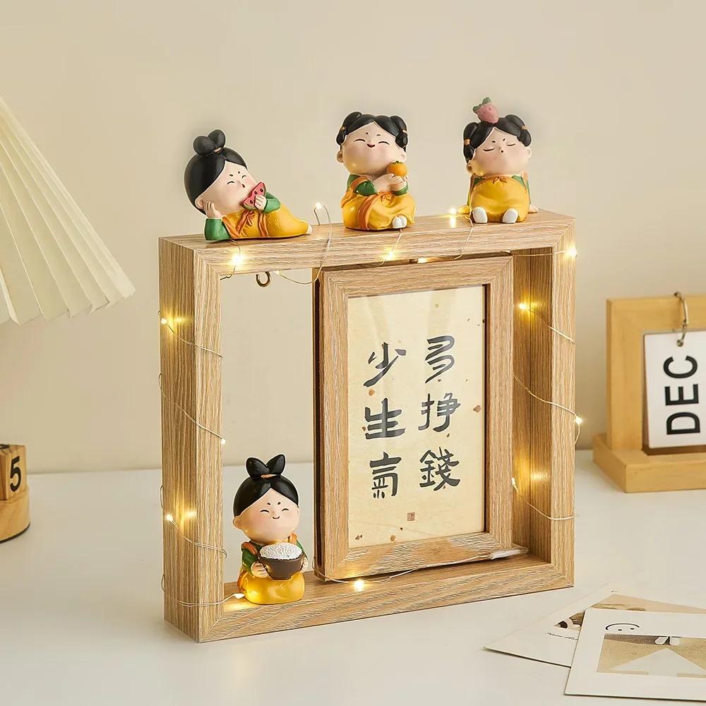 Wooden Creative Photo Frame Table Ornaments Six-inch Seven-inch Living Room Wine Cabinet Study Office Home Soft Decoration Gifts