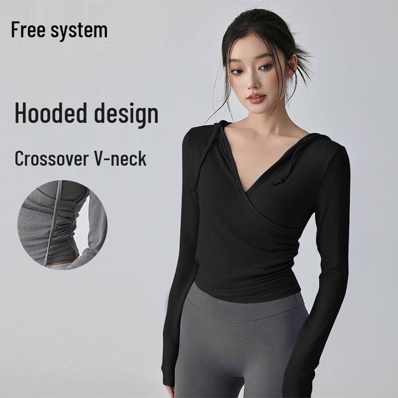 Women's V-Neck Hooded Long Sleeve Yoga & Training Top
