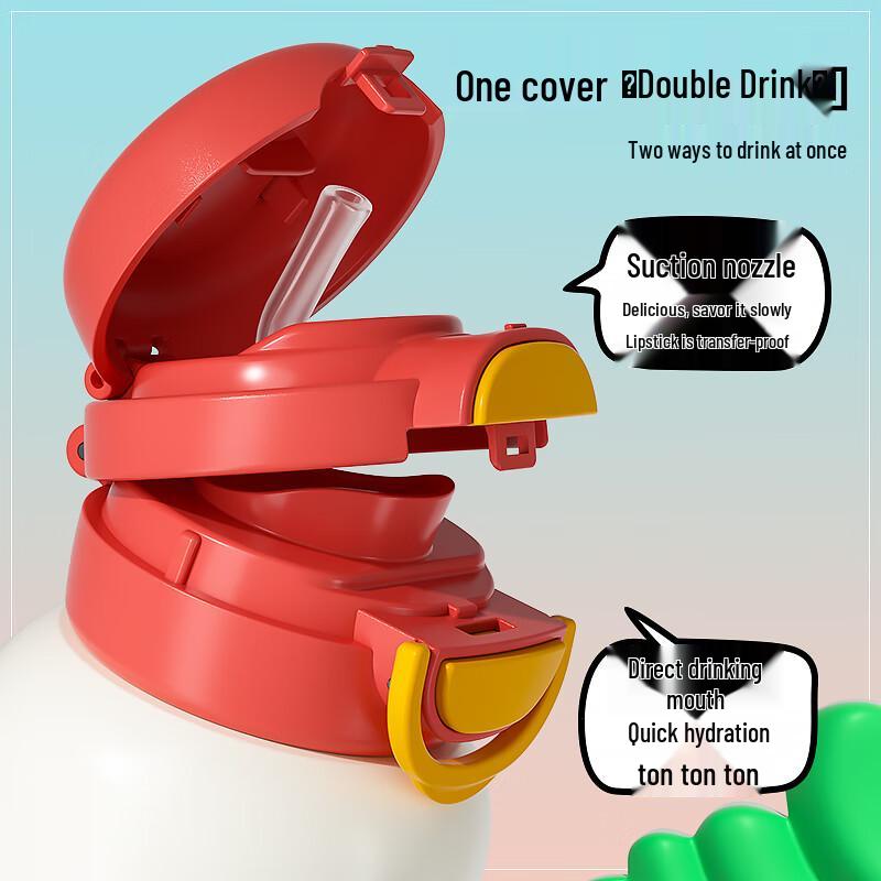 Beiyipin Cup Bear Pink Mermaid Dual-Drink Thermos Cup