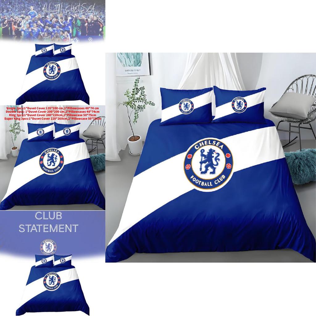Chelsea Football Fan Gift Duvet Cover Set With Soft Polyester For Double Bed Bedroom Decor