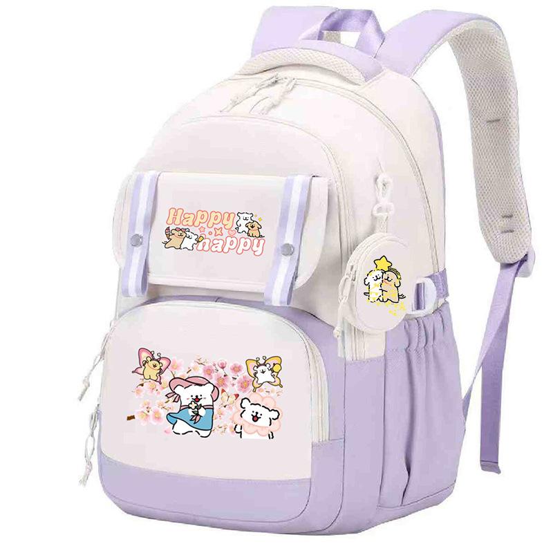 Line puppy cute college style schoolbag large capacity foreign trade campus junior high school students versatile children's backpack
