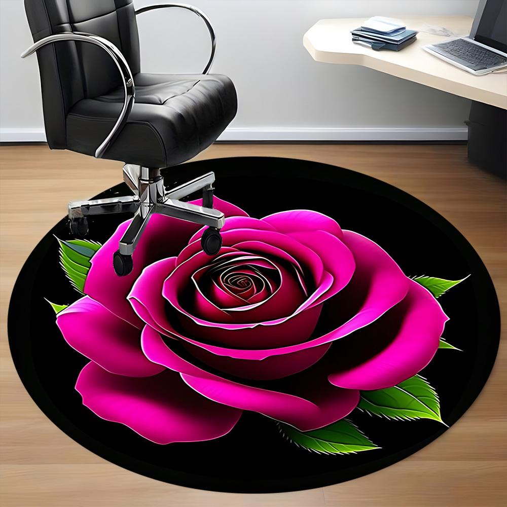 1pc Rose Office Round Rug, Carpet for Office, Gaming, Lightweight Round Floor Mat yy260205026