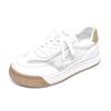 Little White Shoes Women's Shoes Spring and Summer Cowhide Mesh Single Shoes Flat Baseplate Shoes Lace-up Casual Shoes