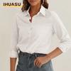 Women's Fashion Casual Solid Color Print Long Sleeve POLO Neck Blouses & Shirts Unique Design