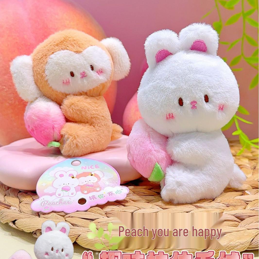 Peach You Happy Magnetic Keychain Couple Doll Pendant - Matching Friendship Bag Accessories 13CM Pull-out