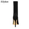 Fashion Eilyken Winter Fashion Stretch Fabric Socks Ankle Boots Women Pointed Toe Thin Heels Slip-On Shoes Female Pumps