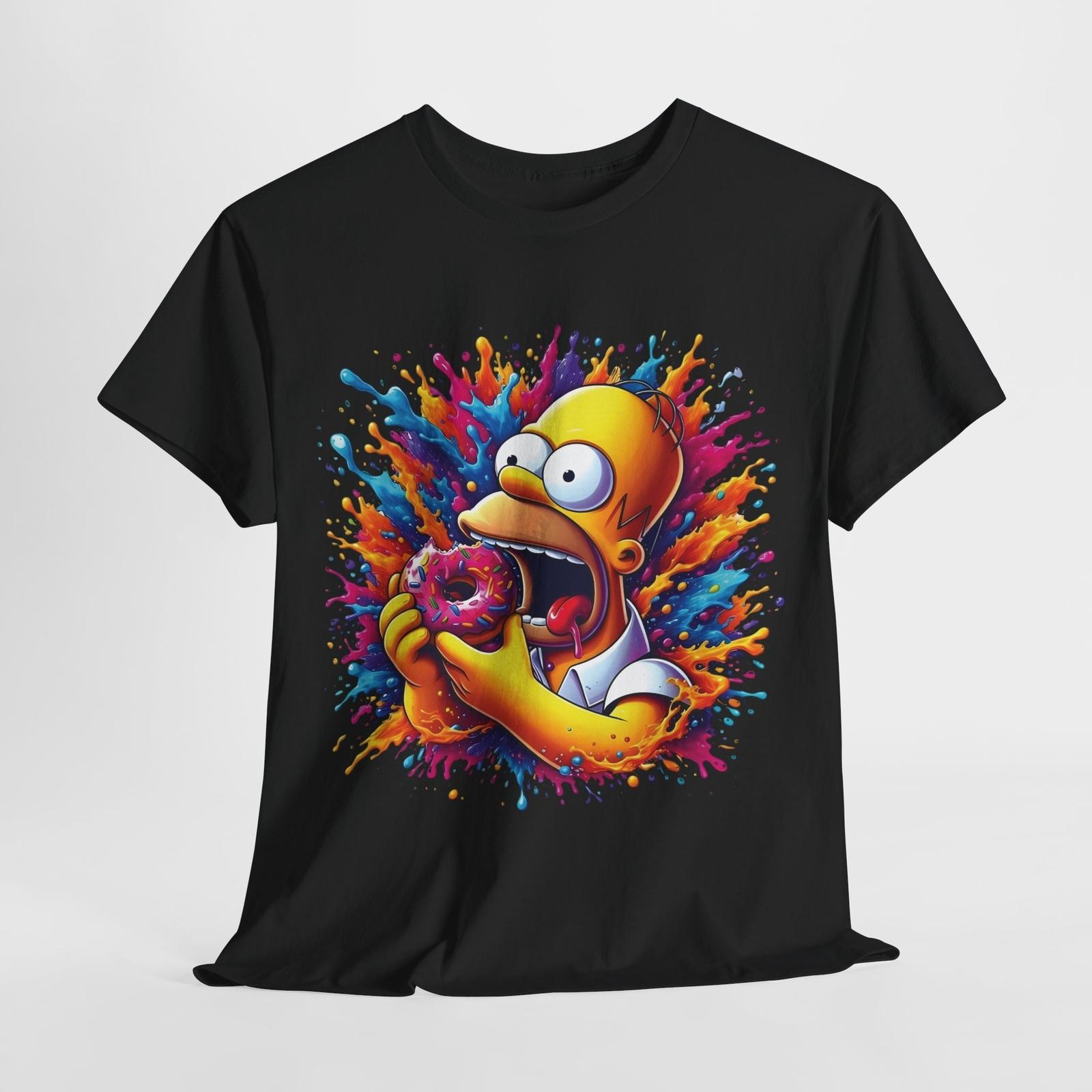 Simpsons Homer Donut Graphic T-Shirt Urban Unisex Cotton S
