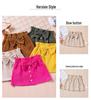2024 Spring/Autumn Girls' Corduroy Bow Skirt - Solid Color, Single-Breasted, Fashionable.