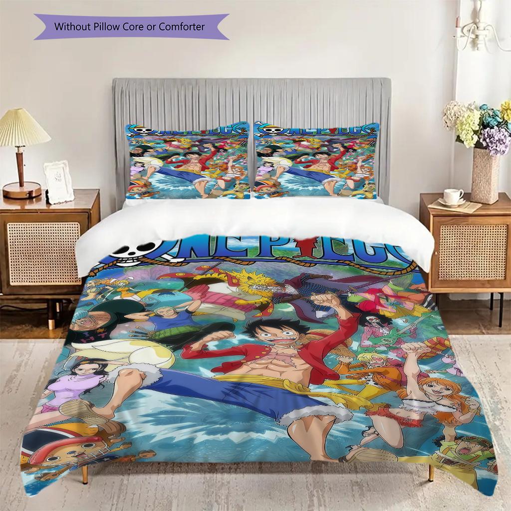 Anime Faces Quilt Set Vibrant Fans Bedding 1 Duvet Cover 2 Pillowcase Without Core Christmas Birthday Gift Bedding Set