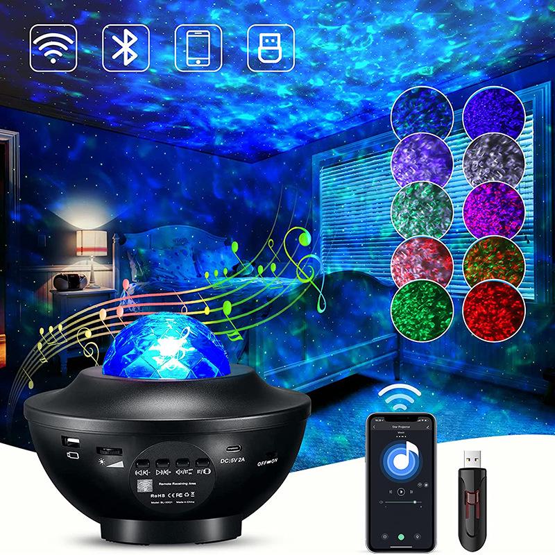 Starry Sky Bluetooth Projector: Rotating Starlight Laser and Music Light for Bedroom Atmosphere