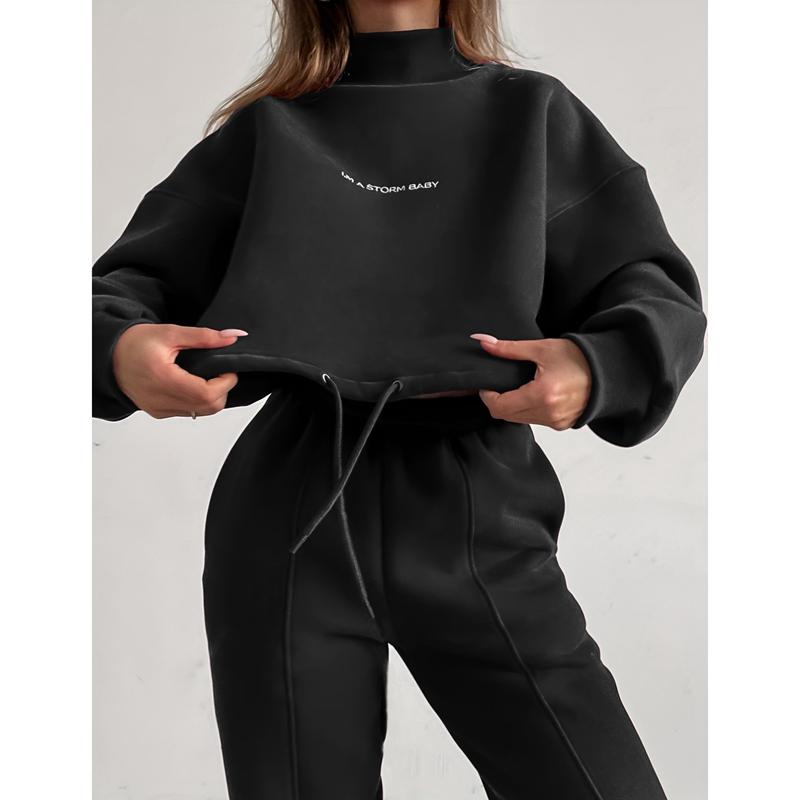 Autumn Winter 2 Piece Set Women Hoodie Pants Printed Tracksuit Pullover Sweatshirt Trousers with Pockets Tracksuit Suits