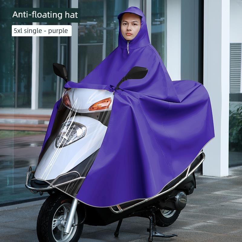 Raincoat for Electric Vehicles, Enlarged and Thickened, for Single or Double Riders, Unisex, Long Version, Full-Body Storm-Proof Poncho