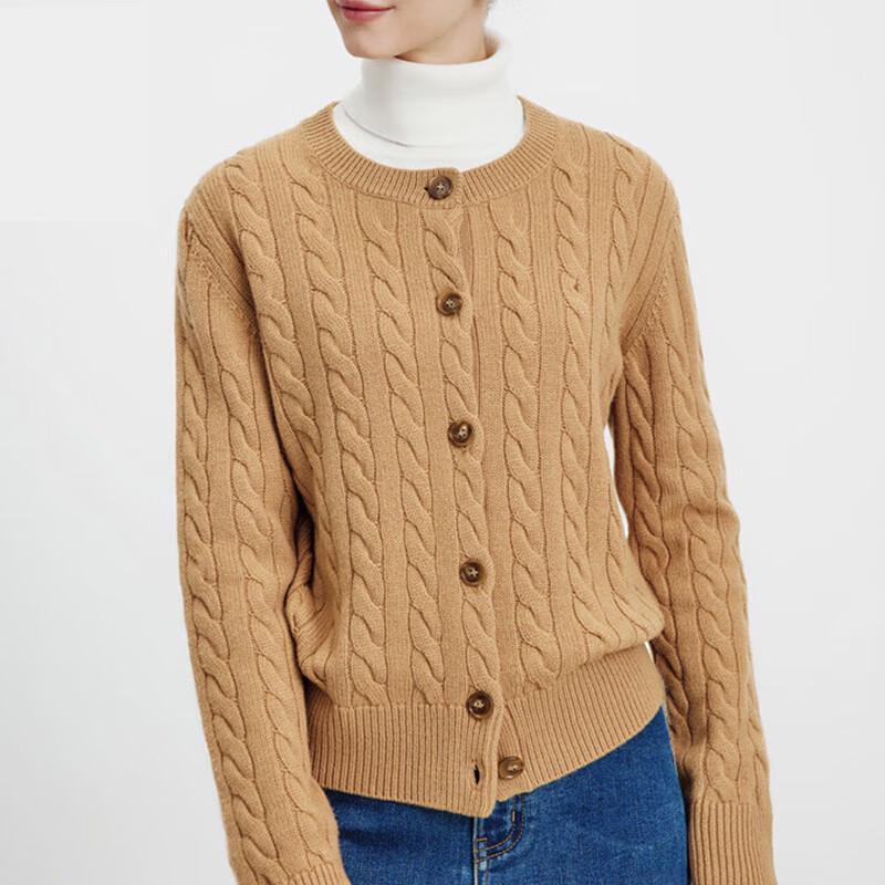 Navigare Women's Casual Lambswool Blend Long-Sleeve Cardigan Sweater