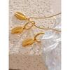 Yhpup Stainless Steel 18k Gold Color Metal Shell Hoop Earrings Necklace Fashion  Jewelry Set Women Waterproof Allergy Prevention