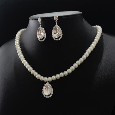 Commuter Ευέλικτο κολιέ με μαργαριτάρι πολύτιμο λίθο Γυναικείο Water Drop Ασημένια σκουλαρίκια Σετ κοσμήματα καρφωτά σκουλαρίκια