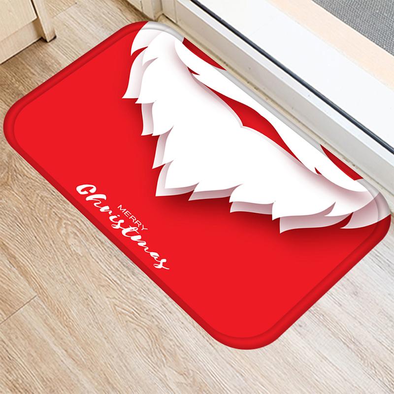 Merry Christmas and New Year Home Decoration Entrance Door Mat Bathroom Kitchen Non-Slip Floor Mat Living Room Hallway Carpet