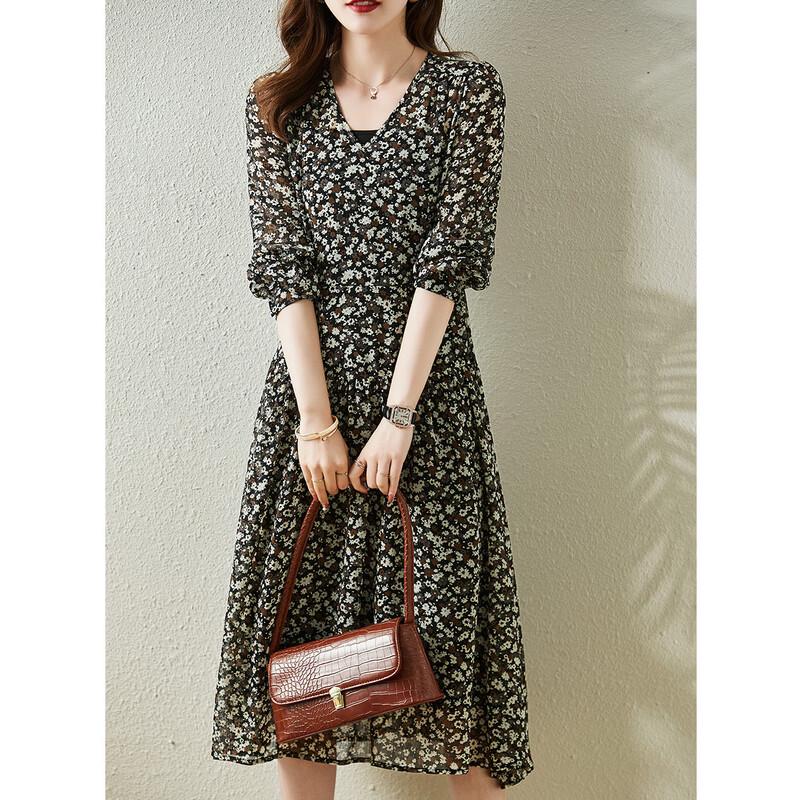 

Firstview Women s Urban Casual Long-Sleeved Midi Dress L