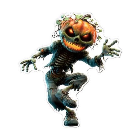 Car Mirror Hanging Accessories Spooky Pumpkin Man 2D Acrylic Rear View Mirror Pendant Flat Auto Interior Halloween Decoration for Car Backpack