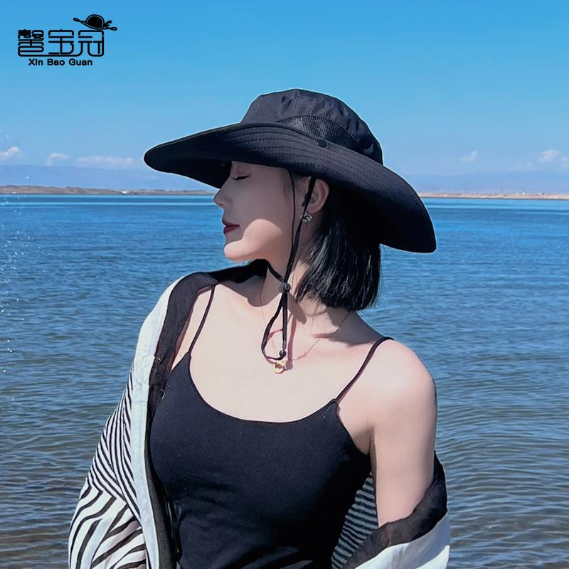 New Spring and Summer Big Eaves Sun Hat Outdoor Climbing Bucket Hat Breathable Versatile British Sun Hat Children