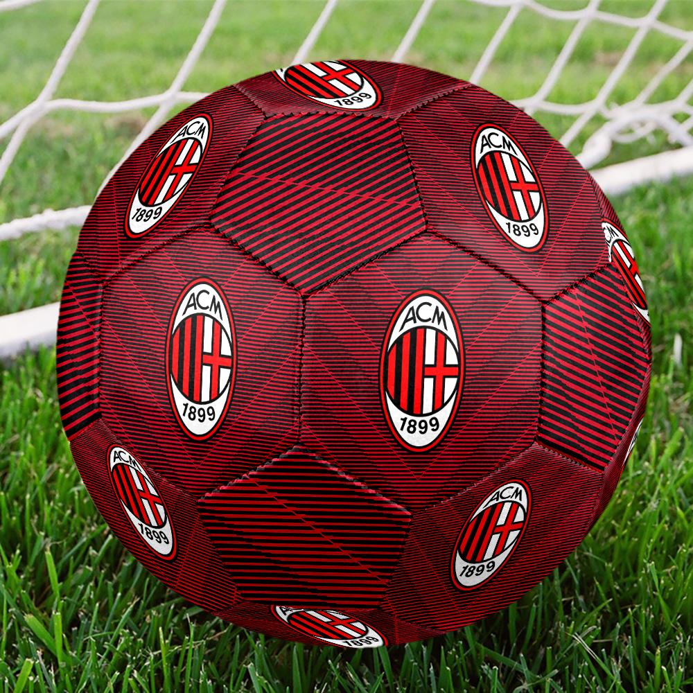 Pallone da Calcio Logo AC Milan, colorato, adatto a tutte le età, cucito a macchina, materiale PVC, qualità da competizione, durevole e ad alto rimbalzo