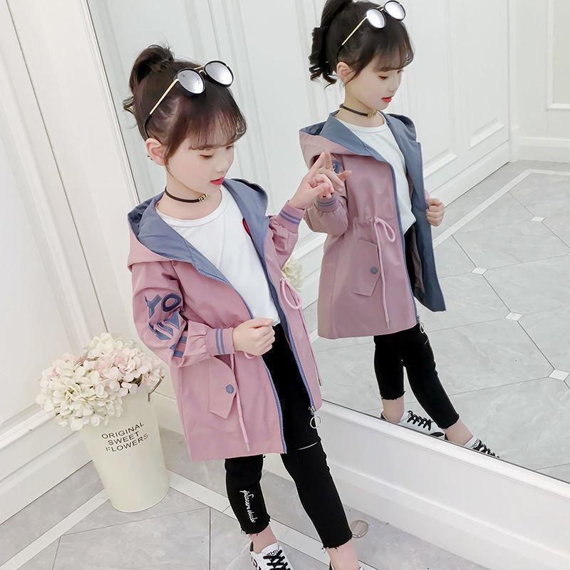 Girls Autumn Jackets Children's Clothing Hooded Outerwear Fashion Windbreaker Top Kids Coat 2 To 12 Years Old Baby Clothes