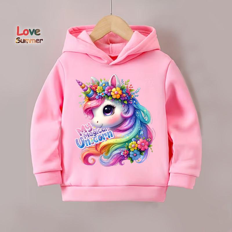 Einhorn Hoodies Warme Fleece-gefütterte Mädchen Einhorn Hoodies Und Sporthosen 2tlg Mädchen Sweatshirt Anzug Trainingsanzug Herbst Und Winter
