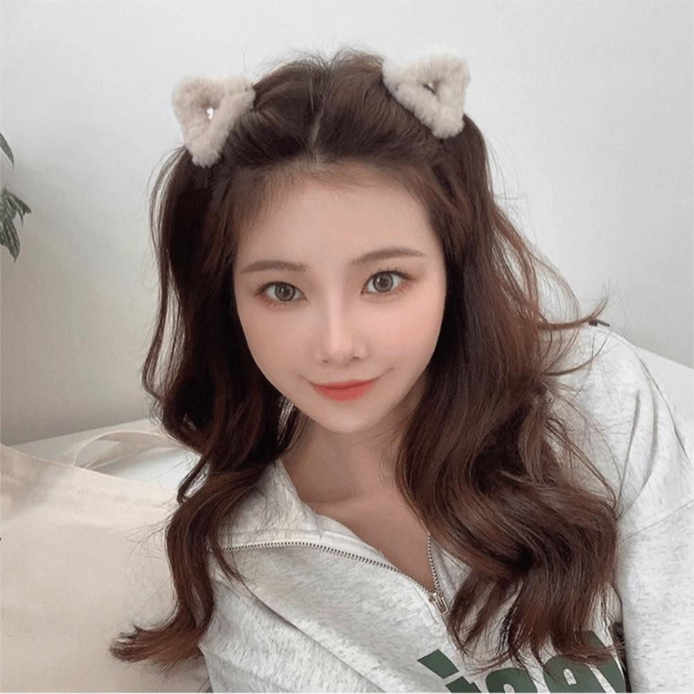 Cute Versatile Hair Clips Cat Ear Shape Fluffy Ponytail Clips Sweet Style Bangs Hair Clips Women Head Wear Accessories