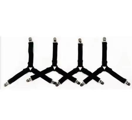 

4Pcs Adjustable Bed Sheet And Quilt Holder for Bed Sheet Organizer Mattress Cover Clip For Home Elastic Straps Adjustable Clips чорний