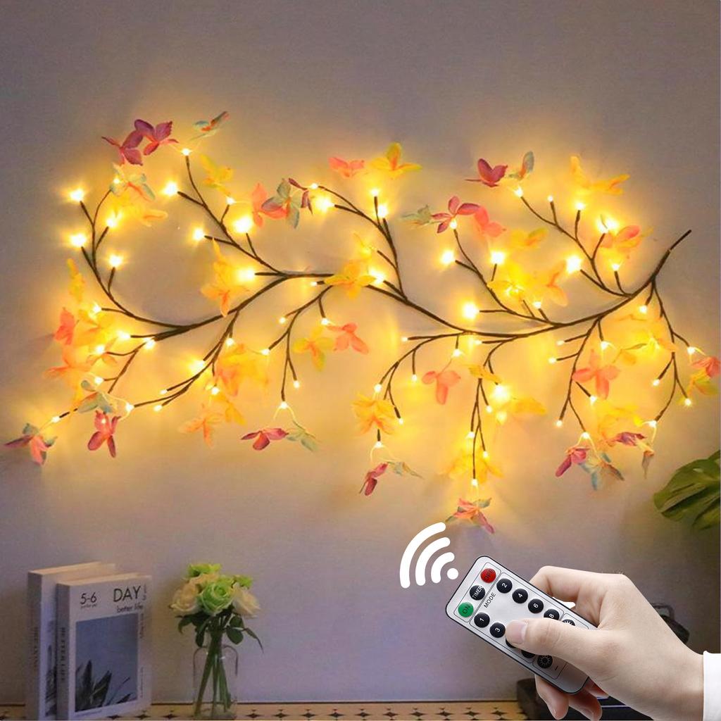 LED Willow Vine Lights with Remote DIY 8 Modes USB Operated Butterfly Fairy Lights Branches Light for Christmas Wall Home Decor