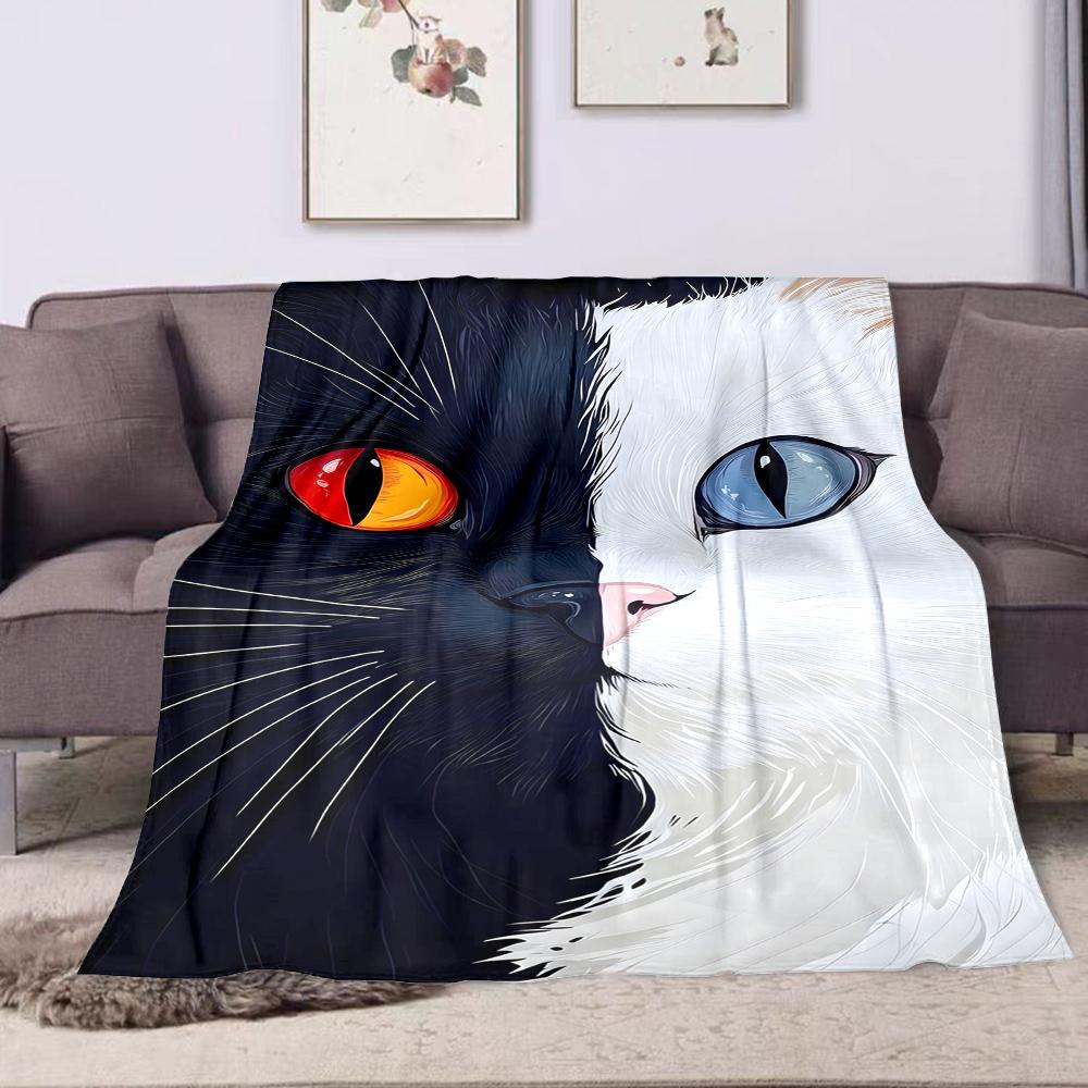 "Dual-Colored Cat Design Blanket" Patterned flannel blanket perfect for the bedroom living room, sofa, or a little nap