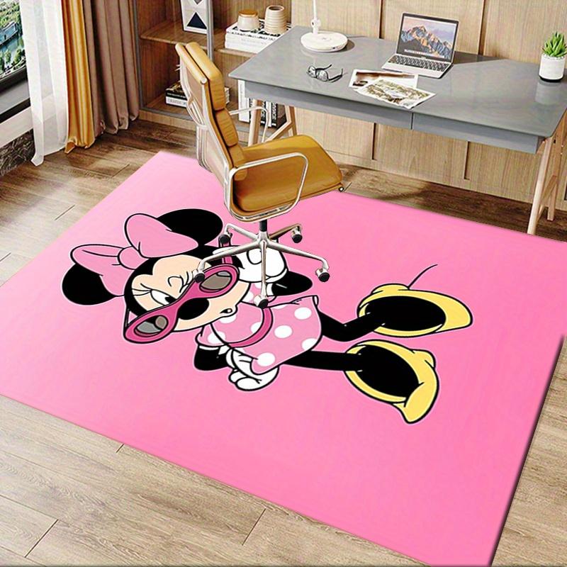 Office Rug Minnie Mouse, Pink Background theme 3D Printed Anti-Slip Rug-Machine Washable for Living Room