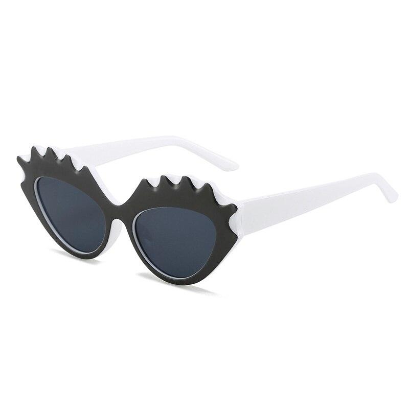 SO&EI Retro Irregular Cat Eye Kvinner Dobbelfarge Solbriller Mote Trending Menn Nyanser UV400 Gul Rosa Solbriller