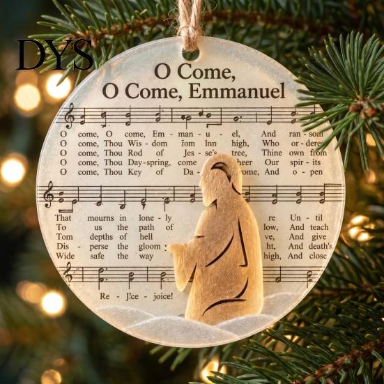 Home Garden Window Decoration Sea Glass Christmas Hymn Ornaments, Handmade Music Sheet Nativity Hanging Decoration, Traditional Tree Baubles
