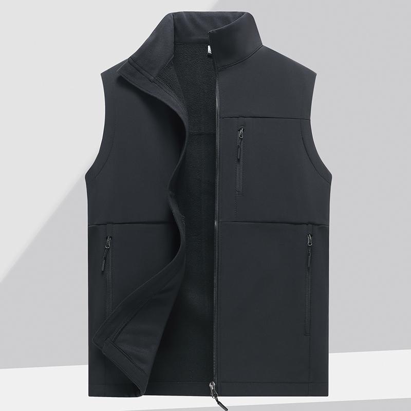 

Soft shell thick vest men s autumn and winter work clothes plush jacket waterproof sleeveless windproof running sports vest L