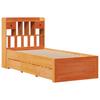 Solid Wood Bed with Shelf Without Mattress Wax Brown 75 X 190 Cm
