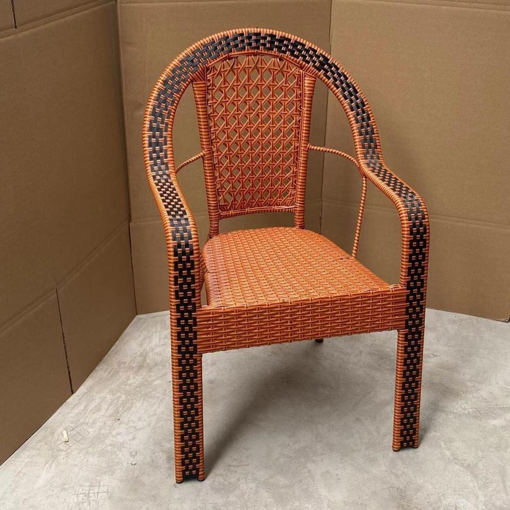 2024 Hand-Woven Rattan Lounge Set: Balcony Chair, Backrest, Coffee Table