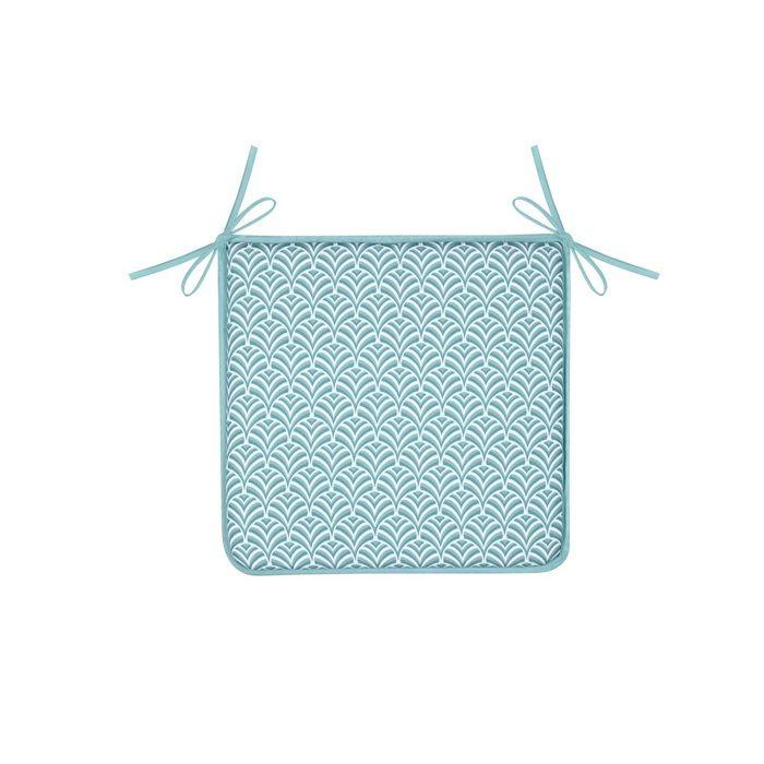 Galette de chaise bleu 38x38 cm motif graphique