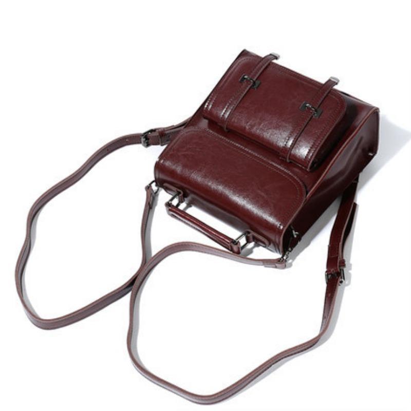 Women's Bag Fashion Spring/Summer College Students Genuine Leather Backpack Shoulder Crossbody Bag