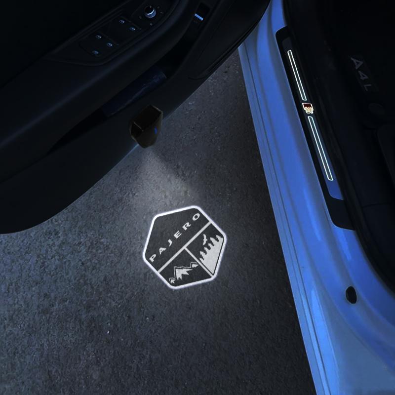 2PCS For Mitsubishi Ralli Art Lancer EX Pajero Outlander ASX Eclipse Cross Logo USB Car Door LED HD Courtesy Welcome Lights