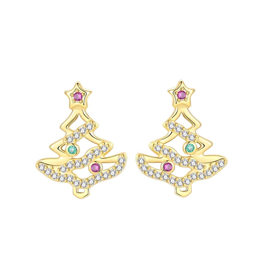 Christmas 925 Silver Charms Santa Claus Reindeer Earrings Beads fit Necklace Bracelets DIY Fine Jewelry Party Gift