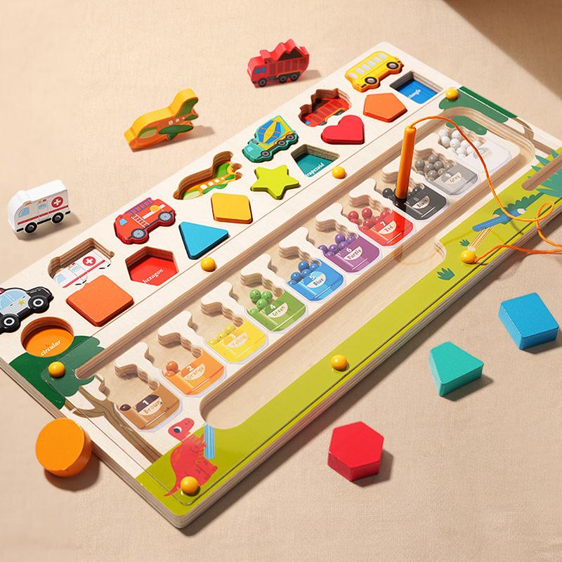 Busy Board Montessori Wooden Toys Kids Animal Math Fishing Numbers Matching Digital Shape Educational Toys For Children Gifts