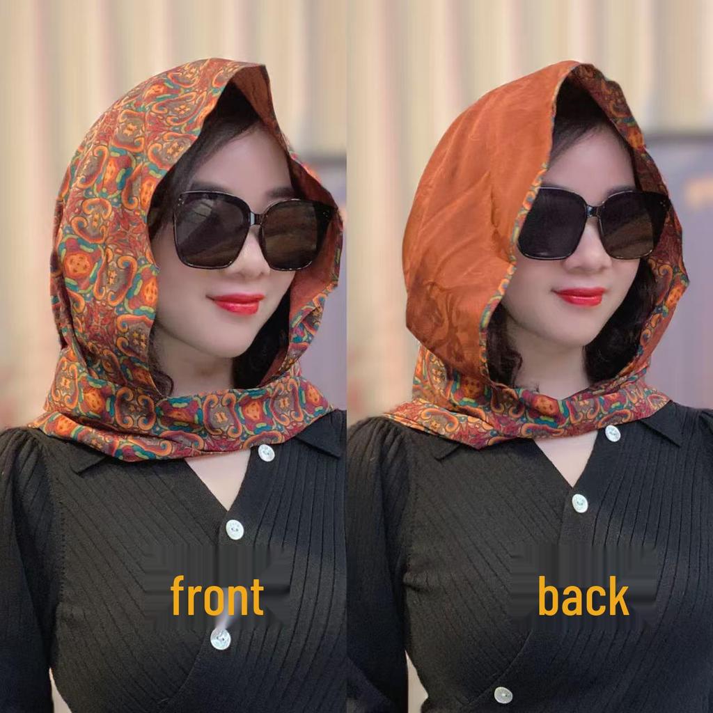 Damen Kapuzenschal aus Seide: Frühlings-/Sommer-Sonnenschutz-Schal, Multifunktionales und vielseitiges Stirnband-Hut