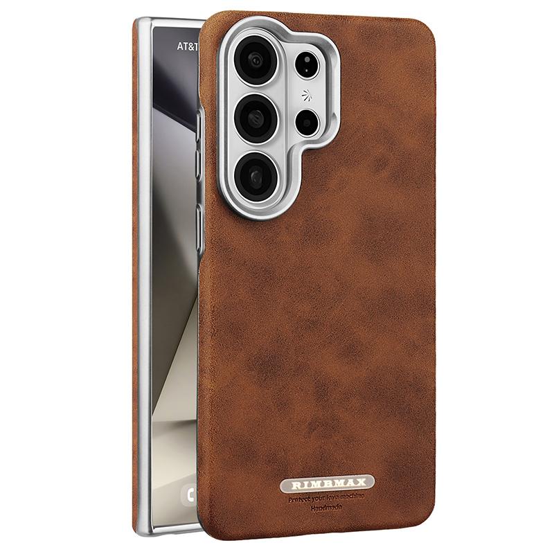 

Luxury Premium Skin Friendly Magnetic Leather Case For Samsung Galaxy S26 Edge S25 Ultra S24+ Plus Vintage Cover High Quality Galaxy S26 Ultra светло-коричневого