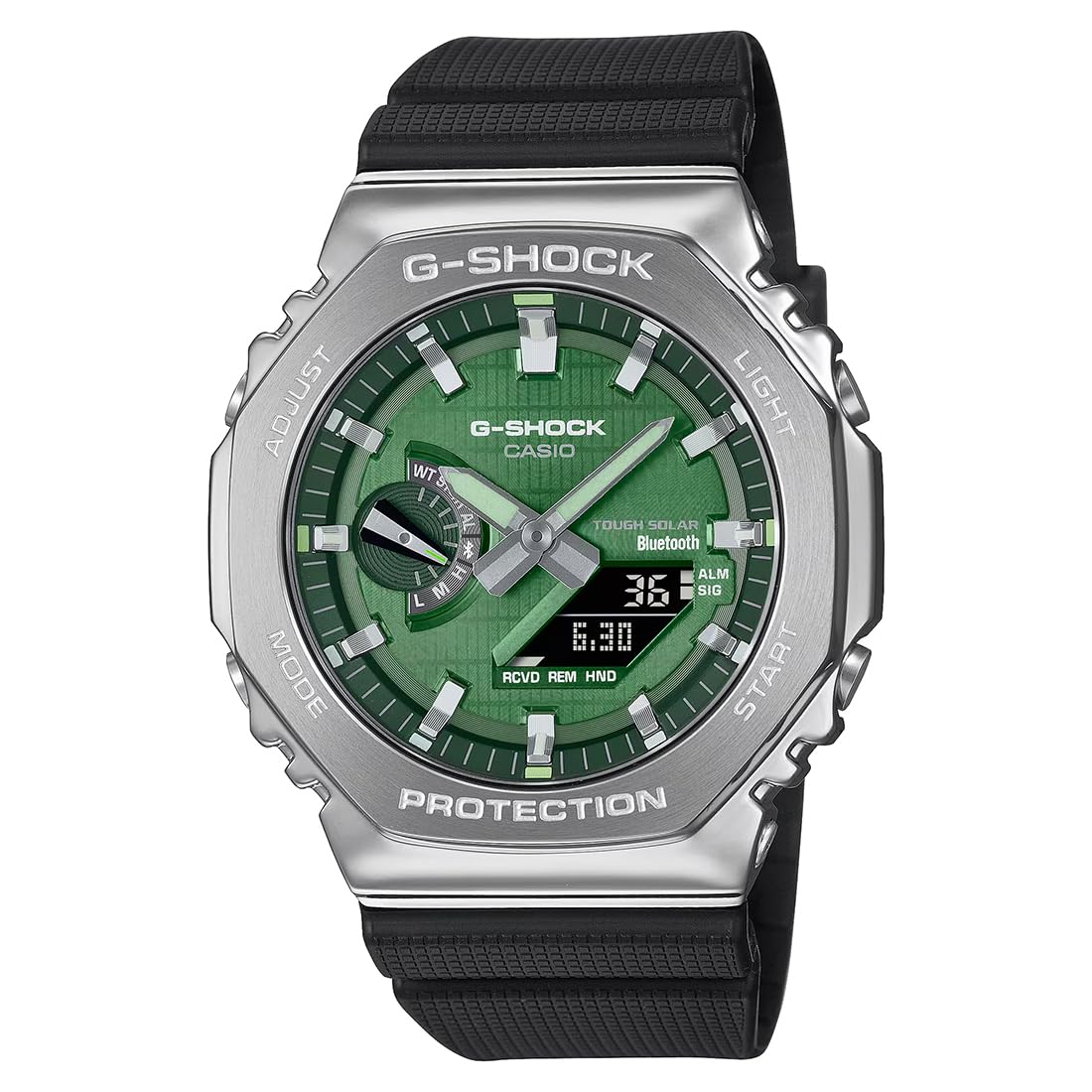 Casio G-SHOCK Bluetooth Analog Digital Watch GBM-2100A-1A3DR Green Dial Black Strap 49.3×44.4×11.9mm
